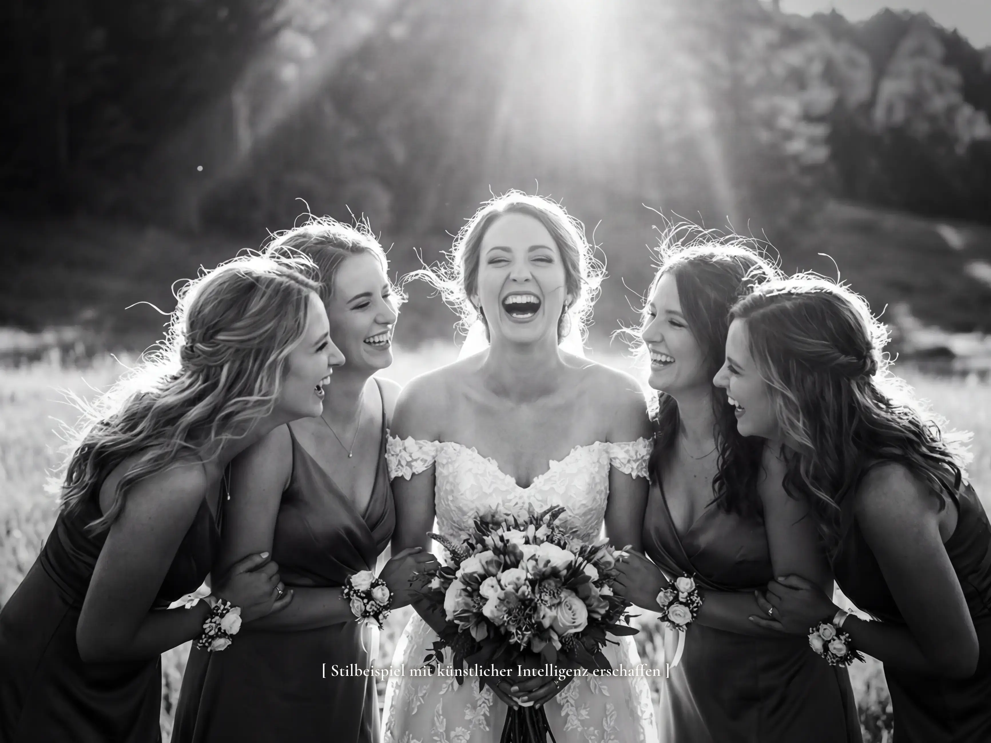 Stilbeispiel Hochzeitsfotografie, KI-generiert — emotionale Bildsprache von Lichtgefühl, Südbaden