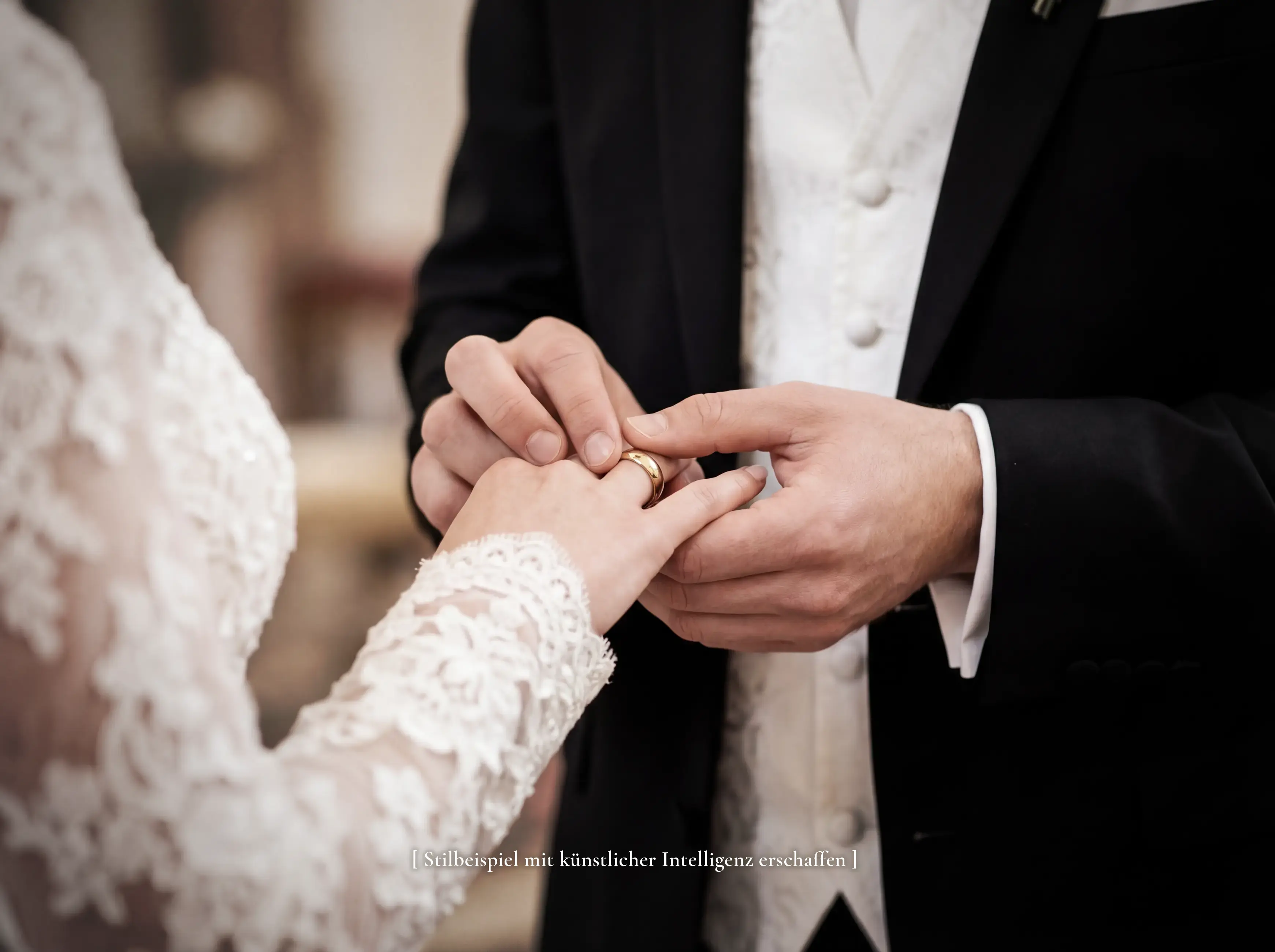 Stilbeispiel Hochzeitsfotografie, KI-generiert — emotionale Bildsprache von Lichtgefühl, Südbaden